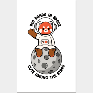 Red panda in space cute among the stars Posters and Art